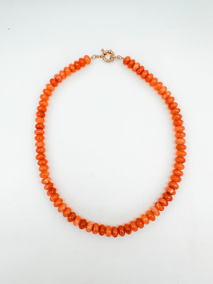 Palm Beach Jade Candy Gemstone Necklace Orange