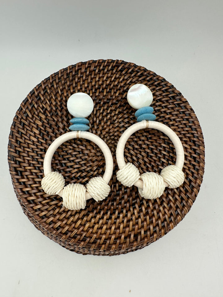 Cream Raffia Wrapped Statement Earring