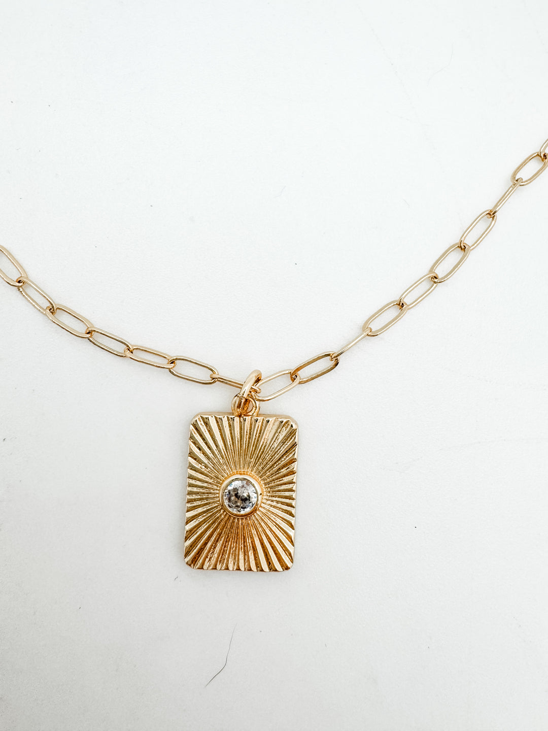 Fluted Rectangle Pendant Necklace