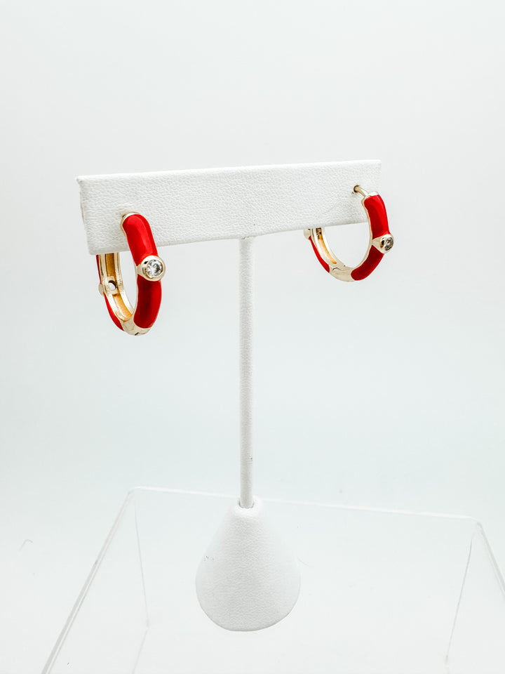 Red Enamel Hoop Earring