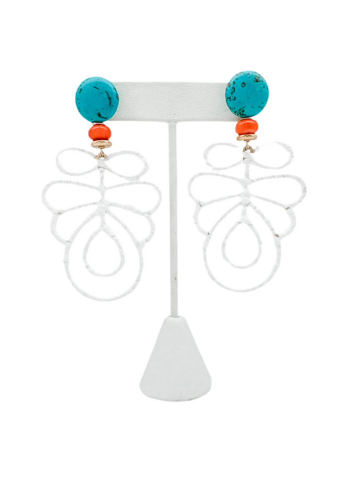 Tybee White Wrapped Raffia Earring