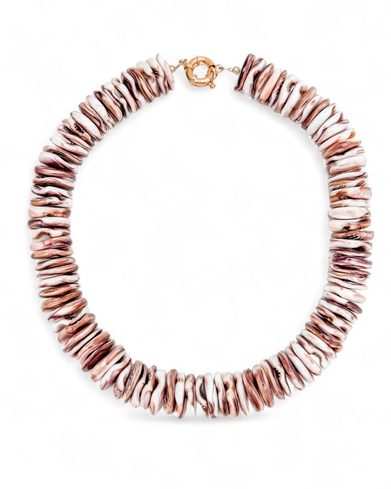 Red Oyster Shell Statement Necklace