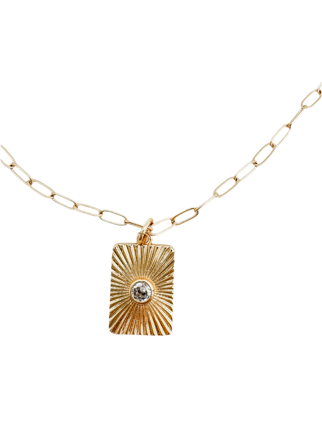 Fluted Rectangle Pendant Necklace