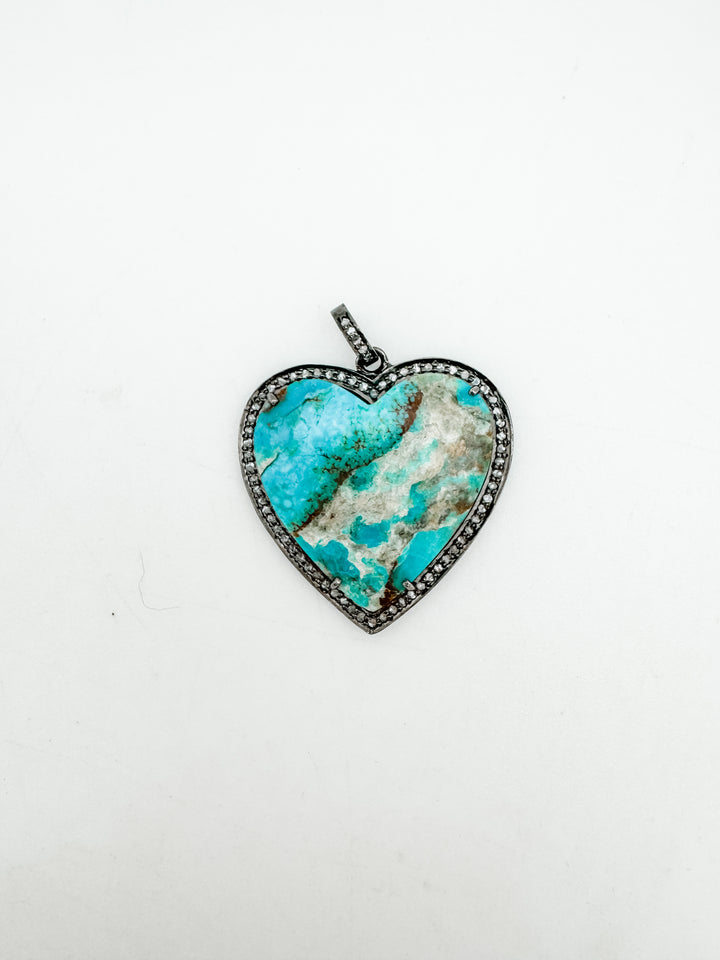 Turquoise and Diamond Heart