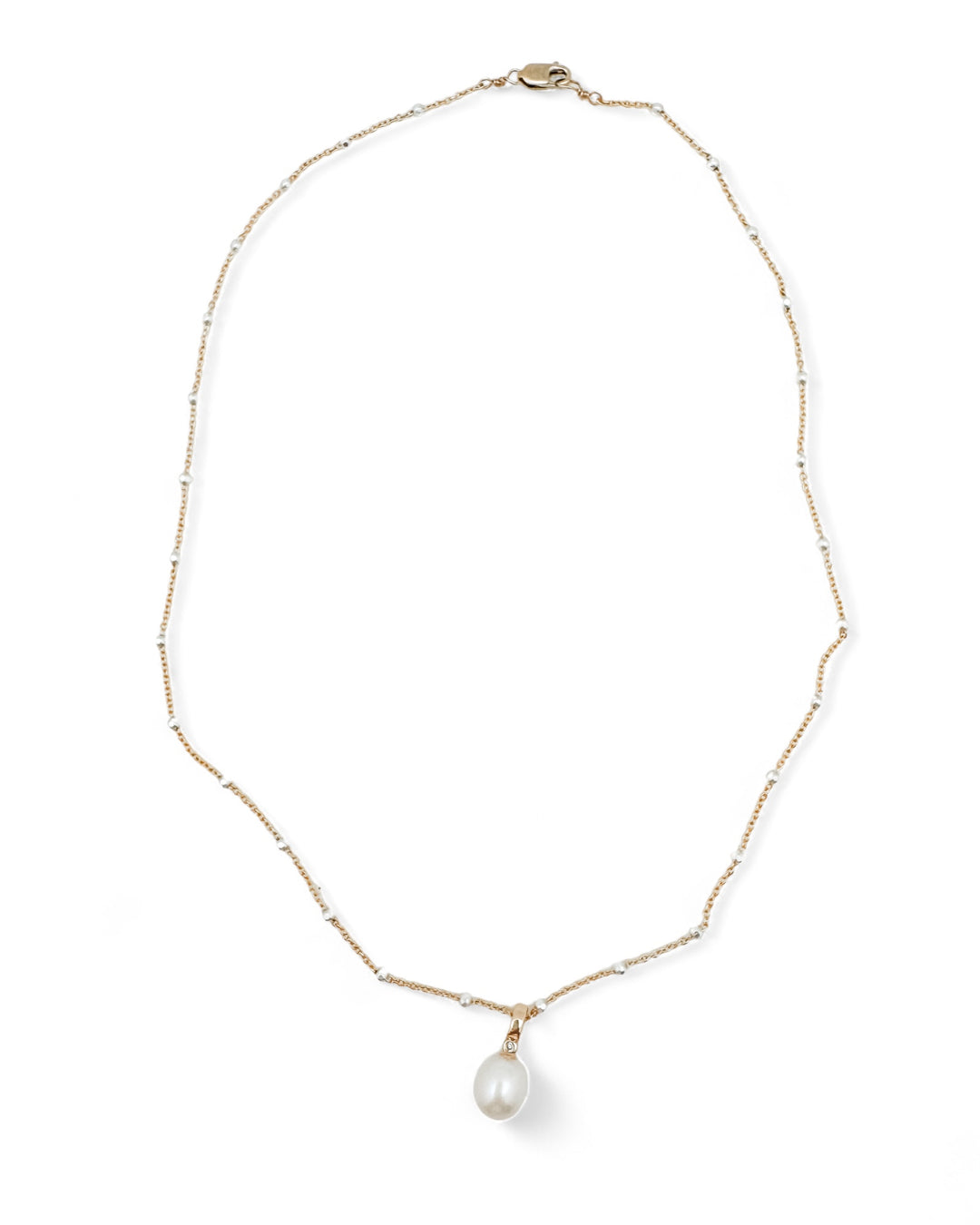 Light Blue Chalcedony and Pearl Necklace