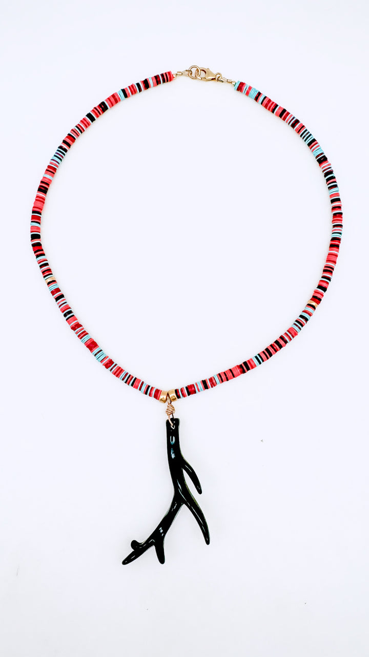 Acrylic Coral and Vinyl Necklace