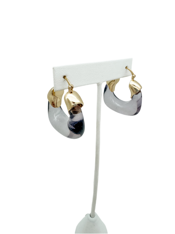 Gray Lucite Hoop Earring