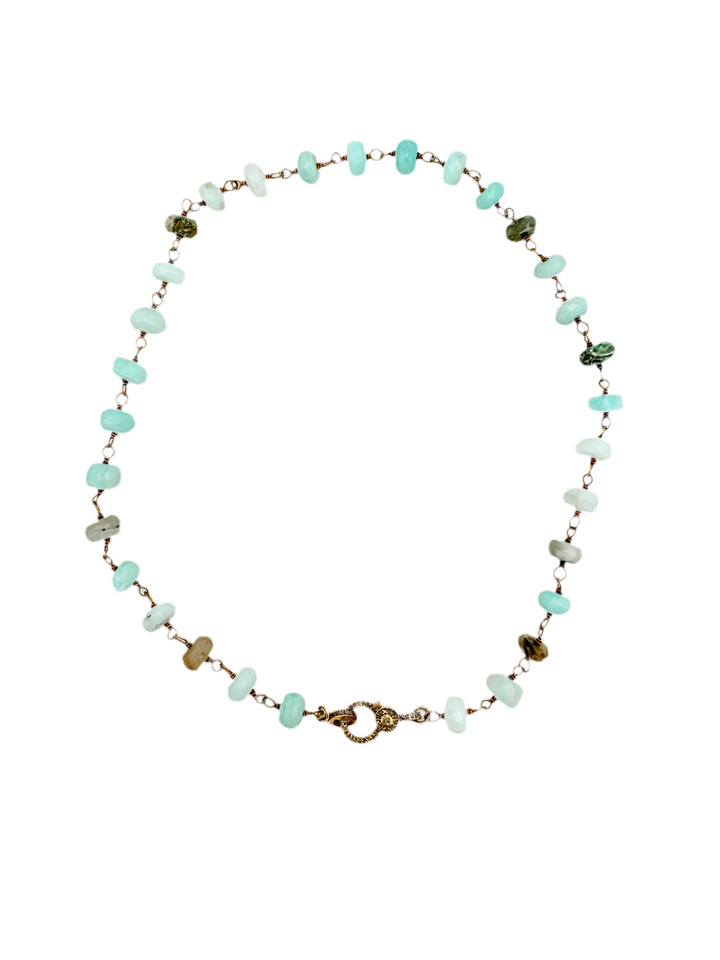 Peruvian Opal Chain Necklace and Diamond Clasp