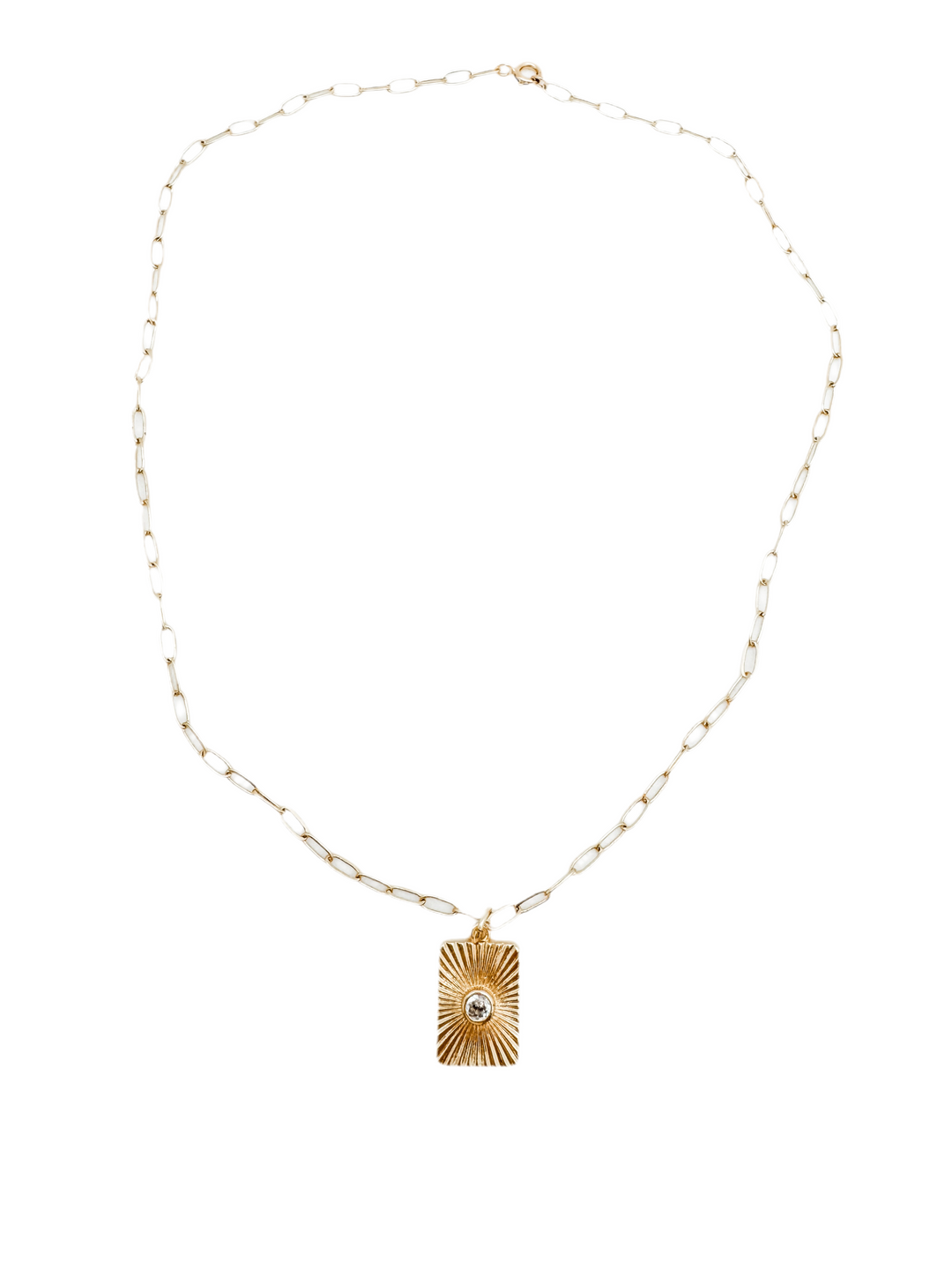 Fluted Rectangle Pendant Necklace