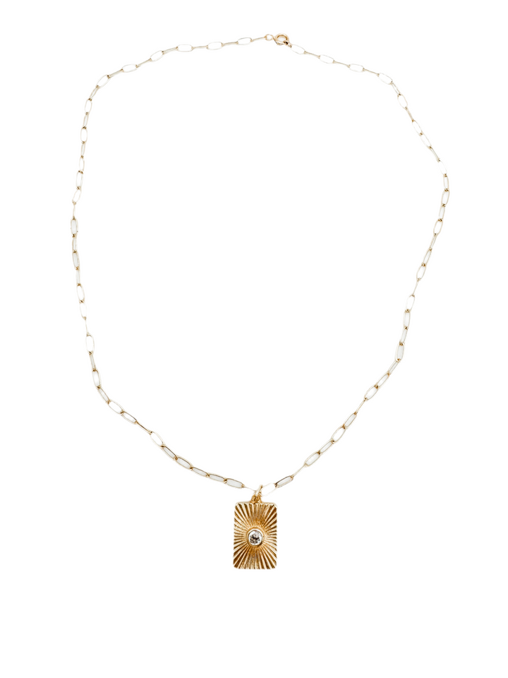 Fluted Rectangle Pendant Necklace