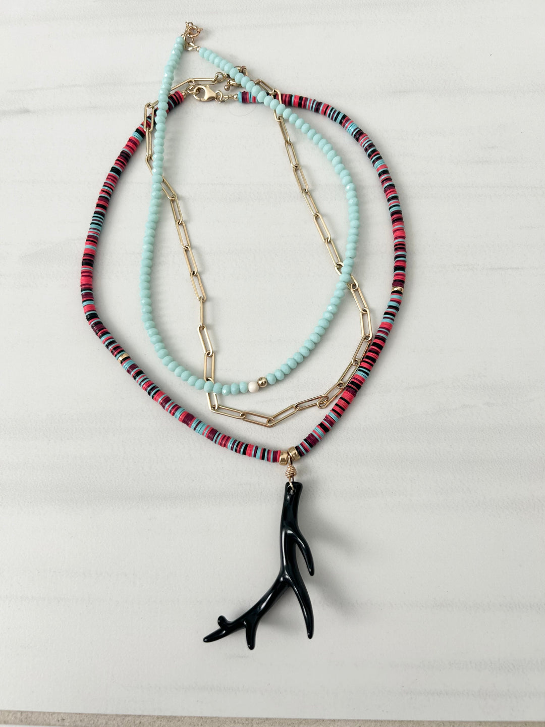 Acrylic Coral and Vinyl Necklace