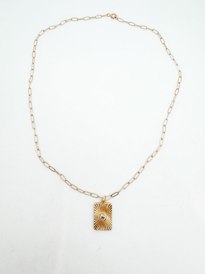 Fluted Rectangle Pendant Necklace