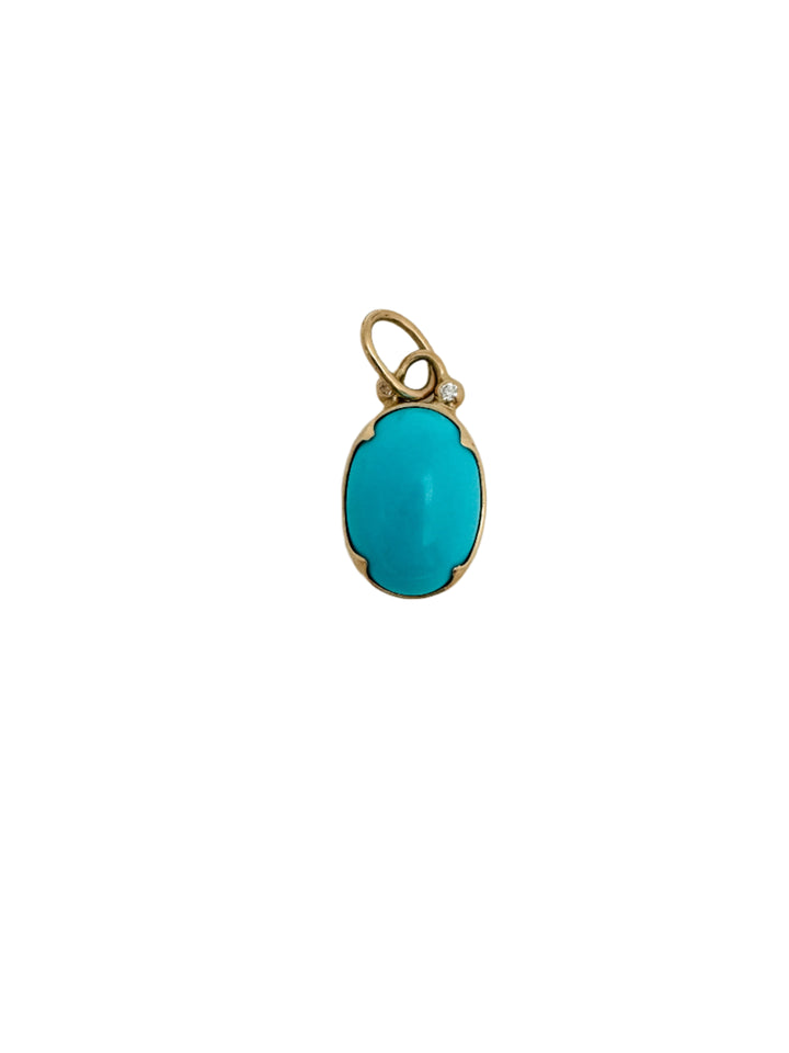 Diamond and turquoise Oval Charm