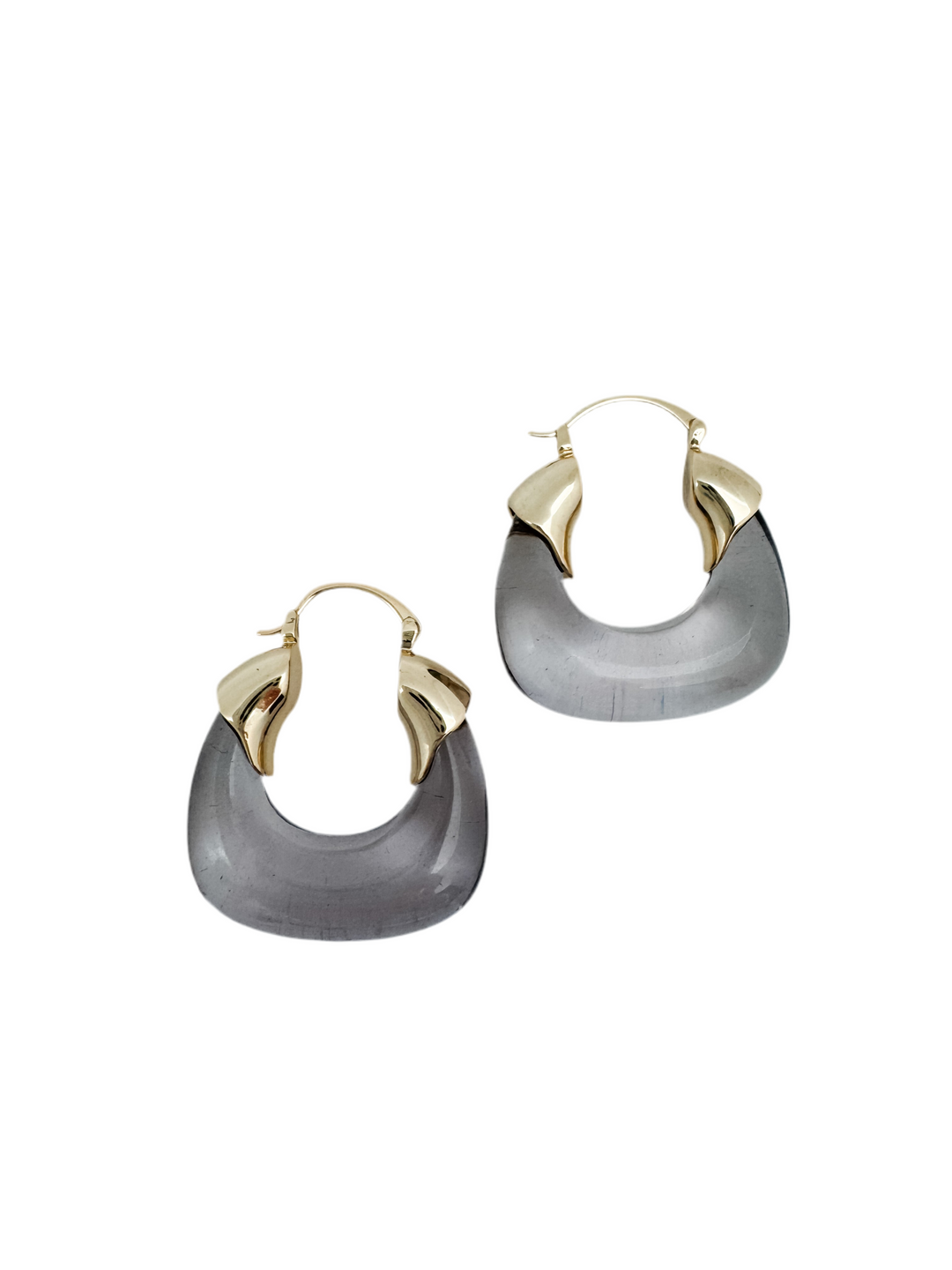 Gray Lucite Hoop Earring