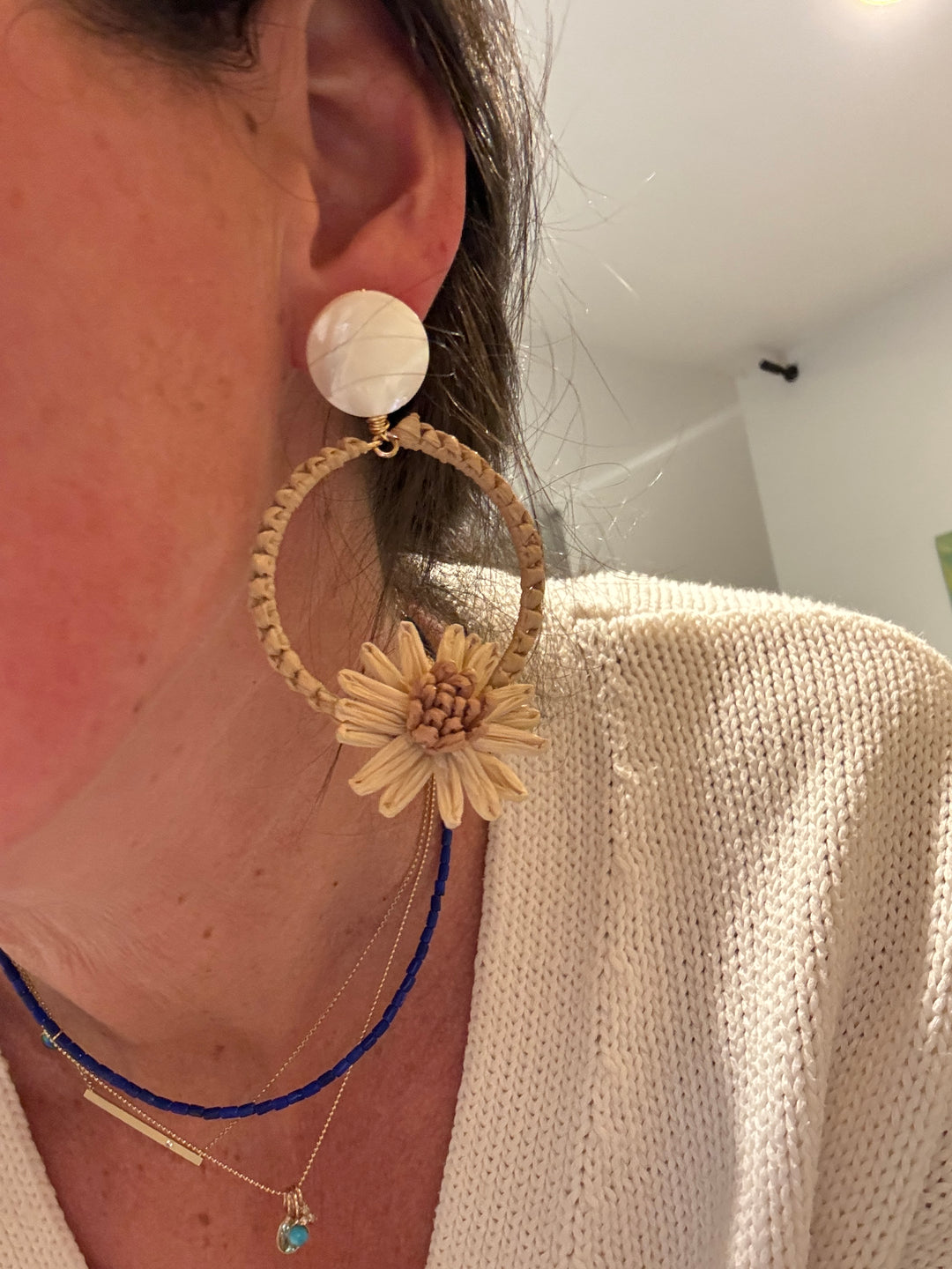 Raffia Flower Earring