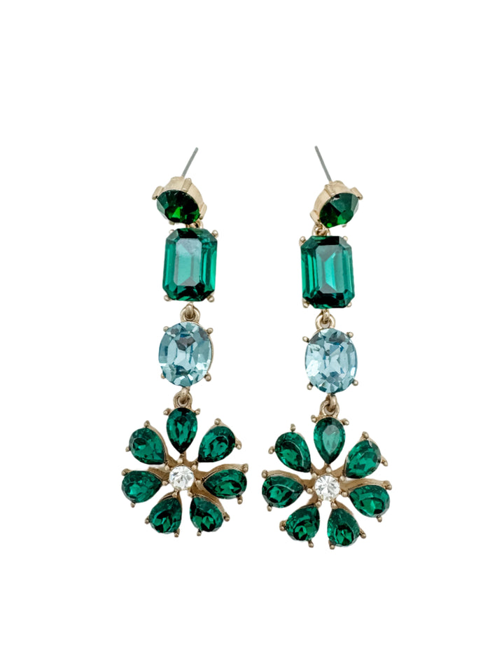 Emerald Green Crystal Drop Earrings