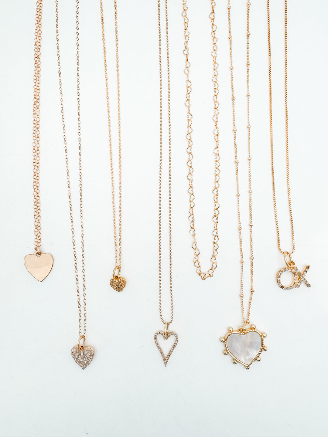 Pave Diamond and Gold Heart Chain Necklace