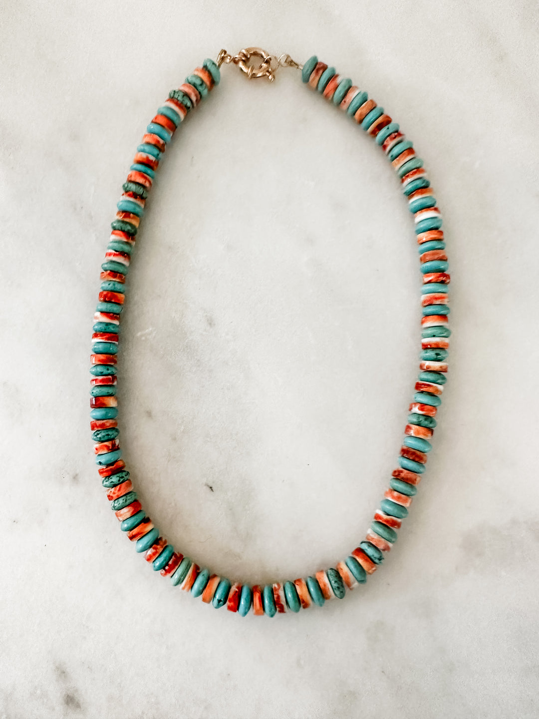 Spiny Oyster and Turquoise Necklace