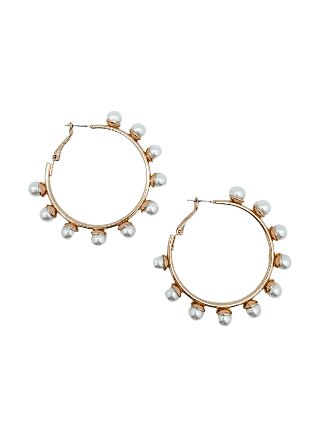 Gold and Pearl Hoop Earring