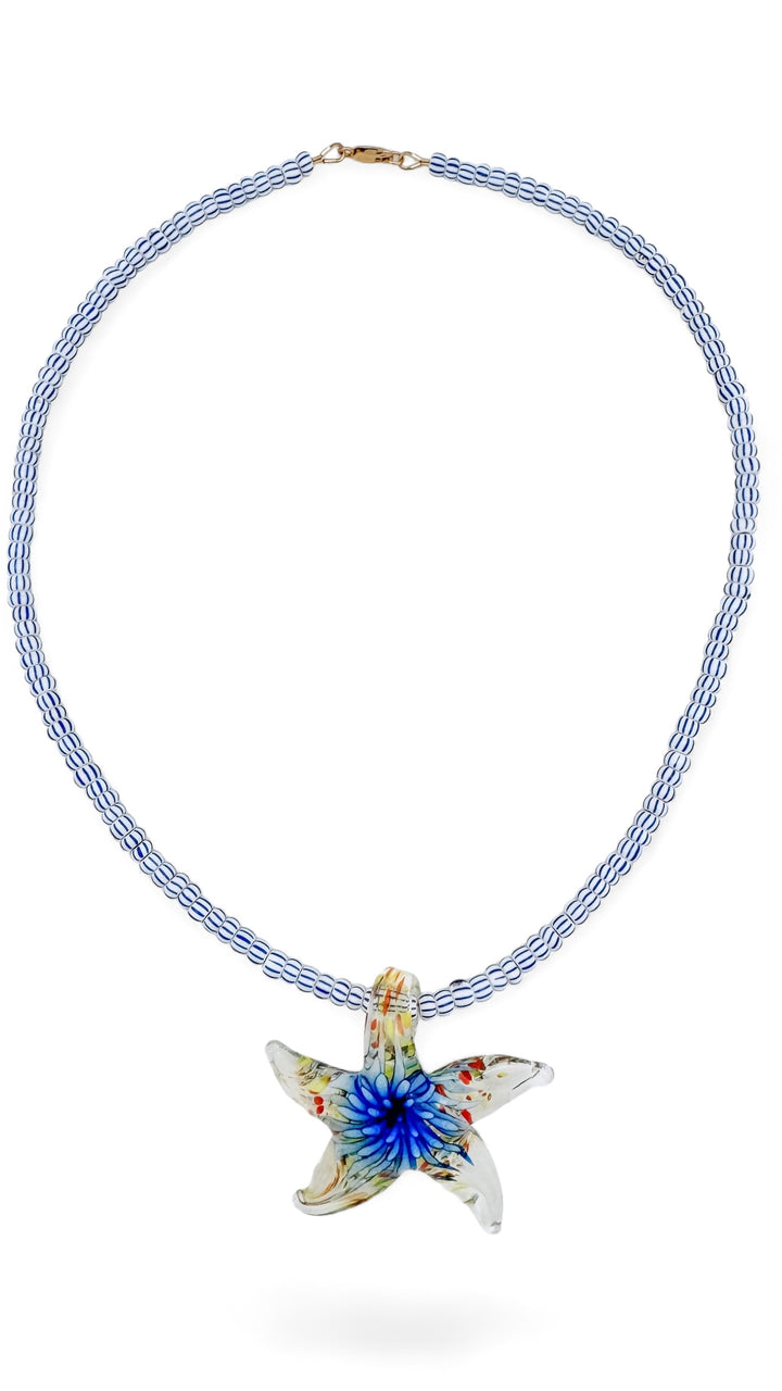 Cracks Blue Starfish Necklace