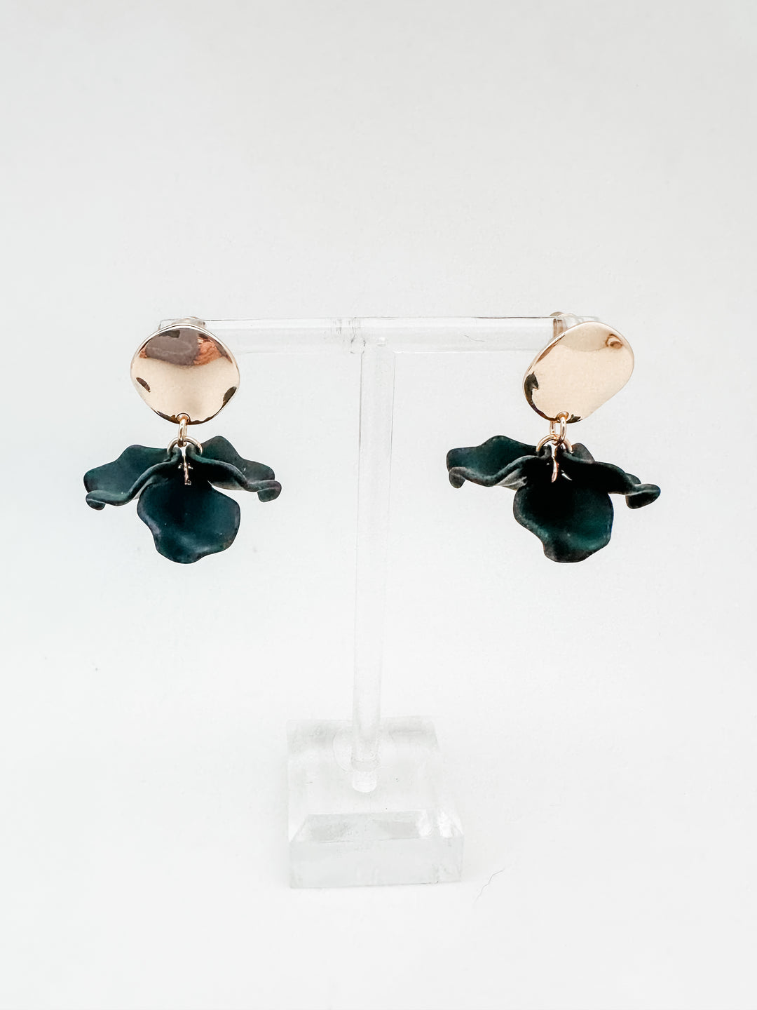 Gold and Black Petal Earring