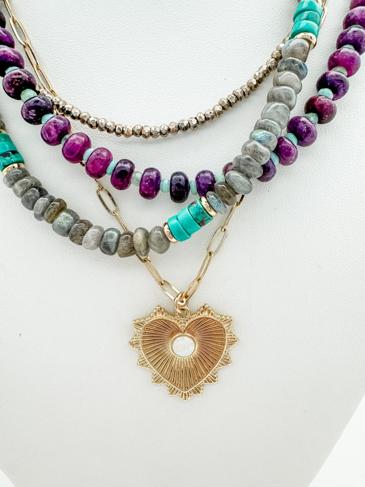 Agate and Peruvian Opal Necklace