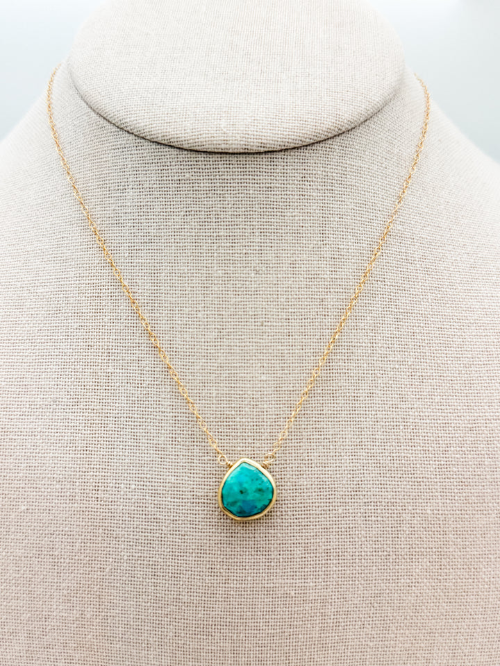 Turquoise Drop Gold Chain Necklace