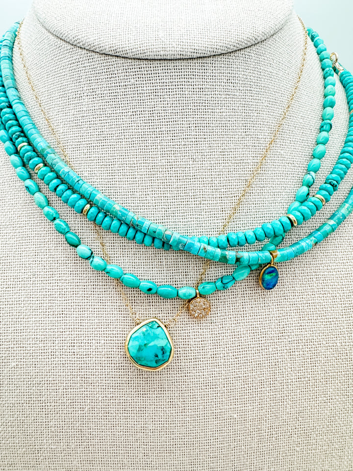 Turquoise and Gold Disc Necklace