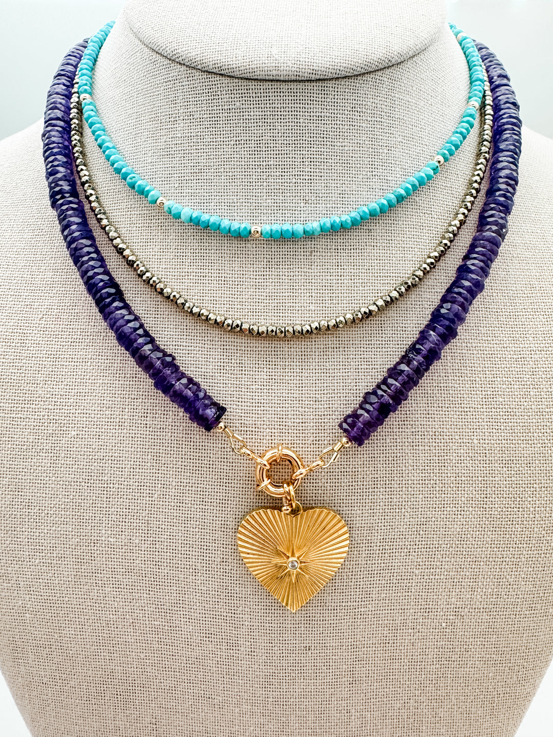 Blue Turquoise and Gold Layer Necklace