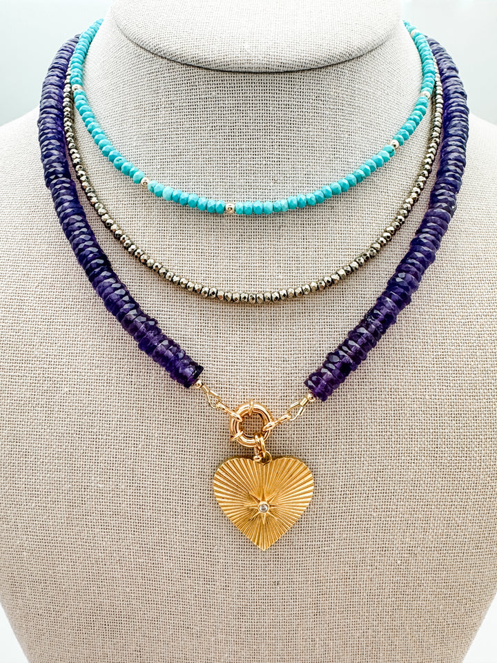 Blue Turquoise and Gold Layer Necklace