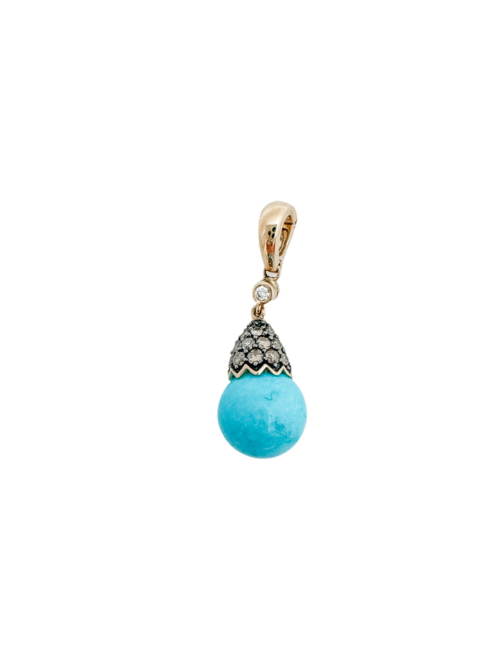 Vintage Turquoise, Diamond, and Gold Charm