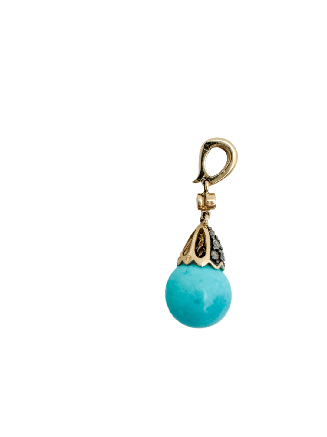 Vintage Turquoise, Diamond, and Gold Charm