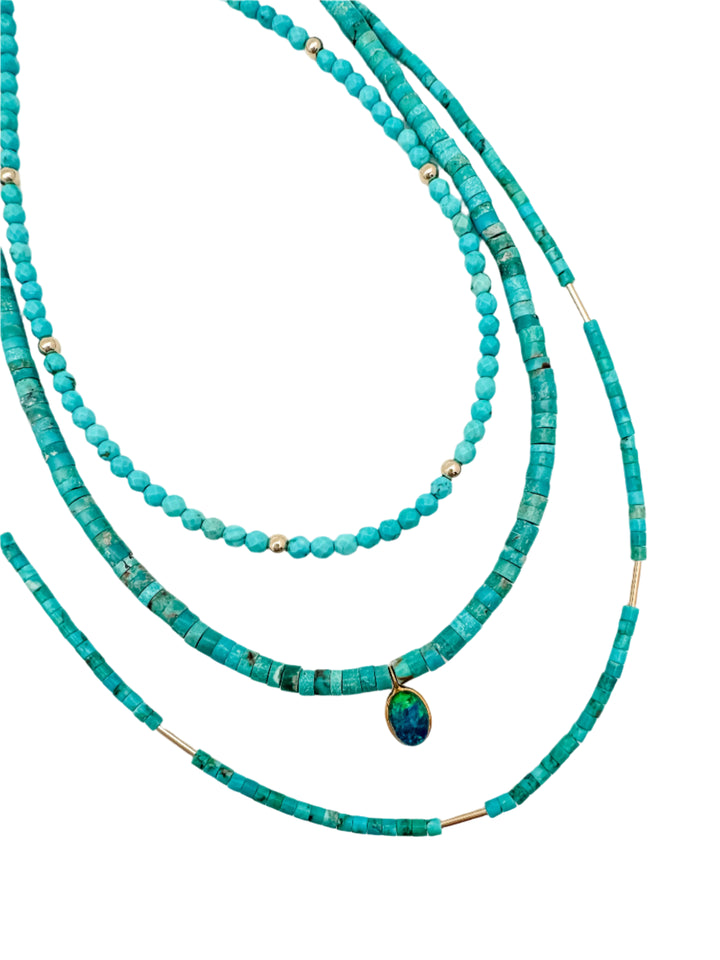 Turquoise and Gold Bar Layer Necklace