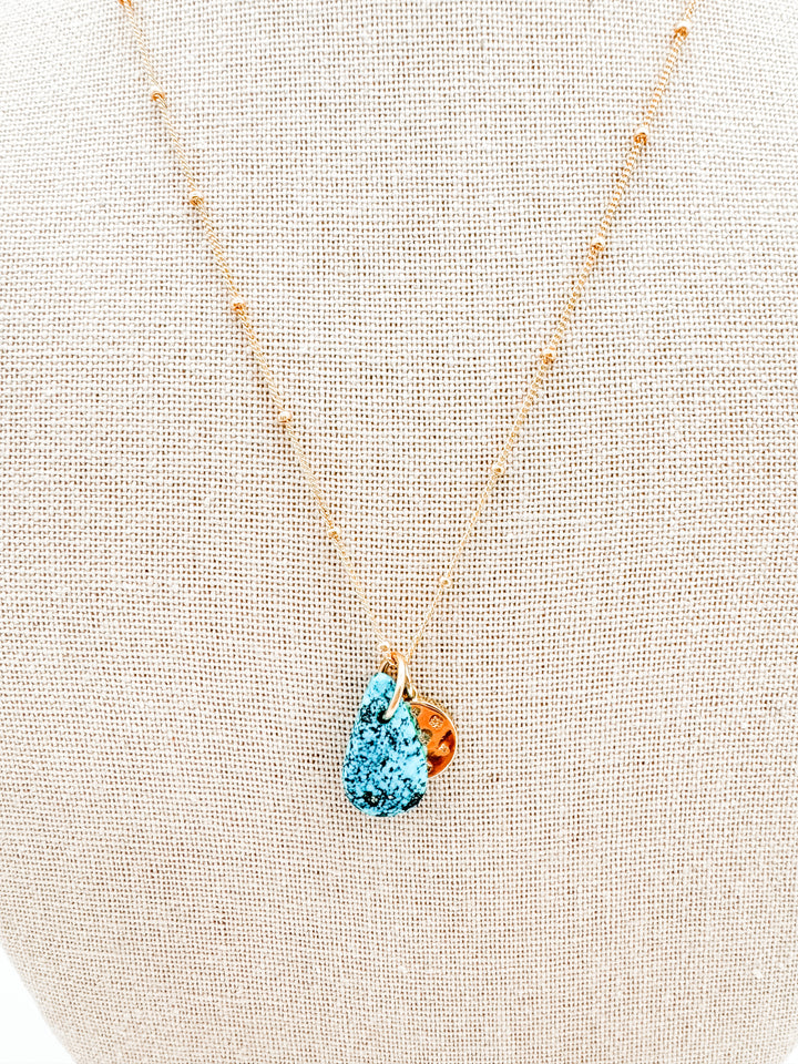 Turquoise and Gold Charm Necklace