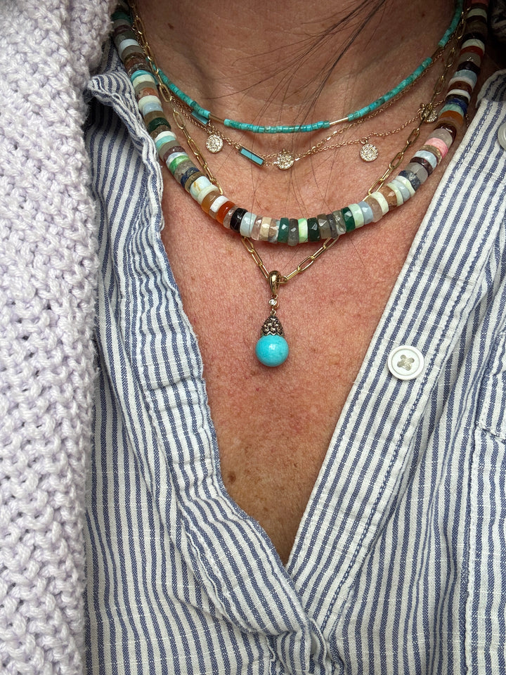 Turquoise and Gold Bar Layer Necklace