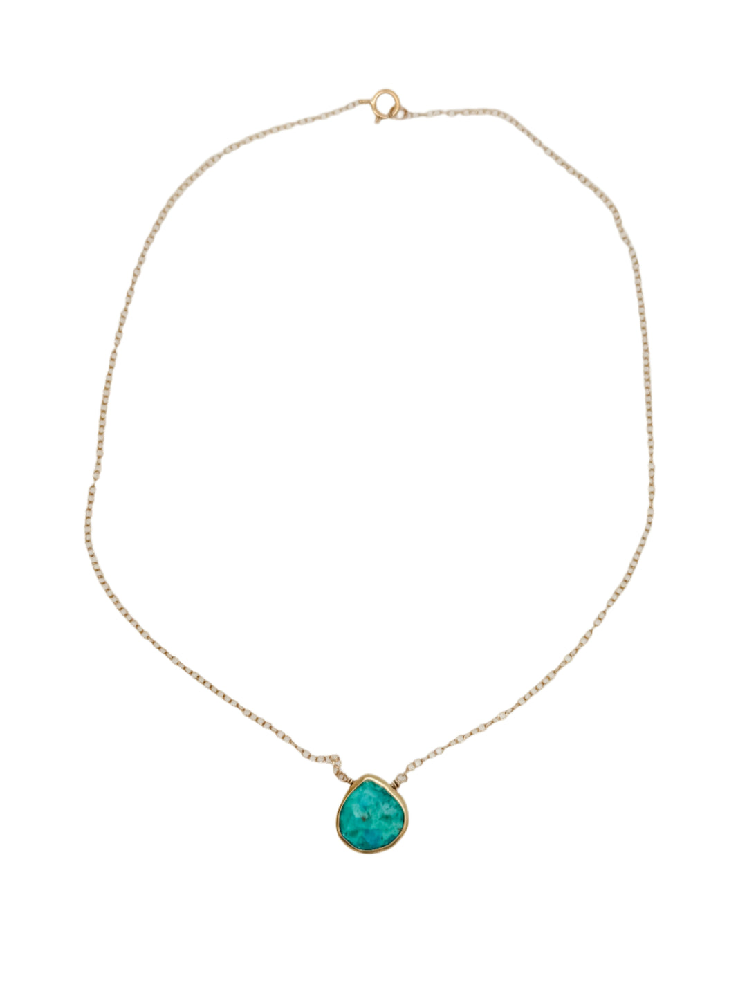 Turquoise Drop Gold Chain Necklace