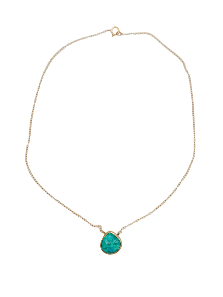 Turquoise Drop Gold Chain Necklace