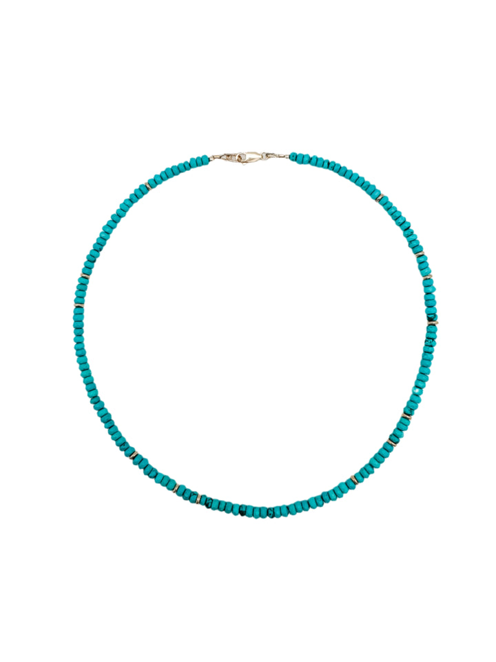 Turquoise and Gold Disc Necklace