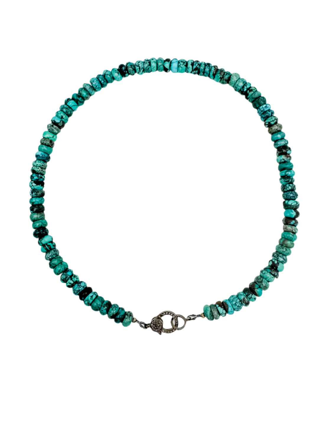 Turquoise and Pave Diamond Clasp Necklace