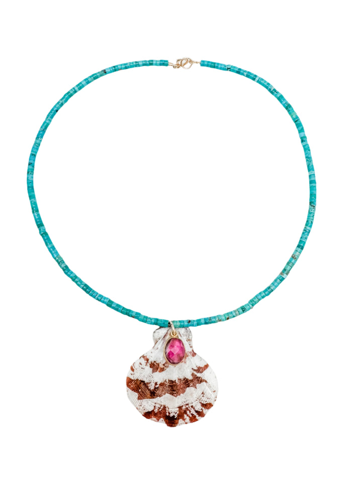 Turquoise and Shell Pendant Necklace