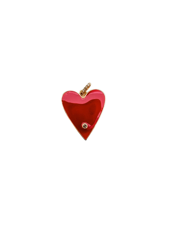 Red Enamel Heart with Diamond