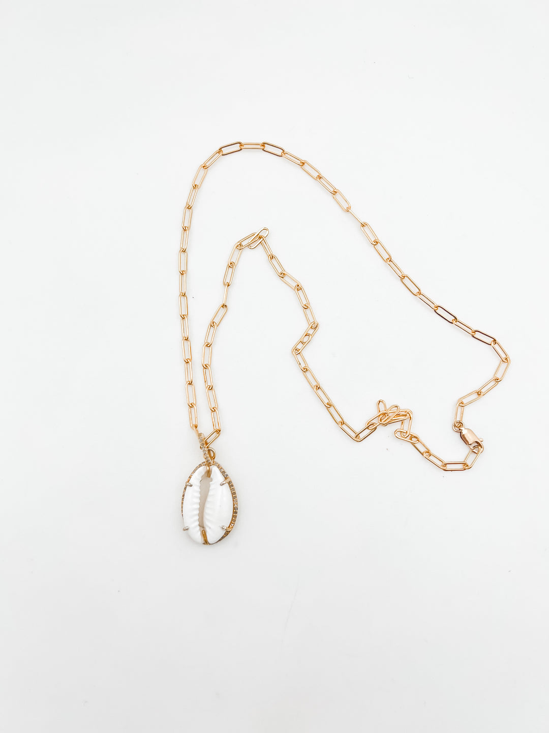 Cowrie and Pave Diamond Pendant