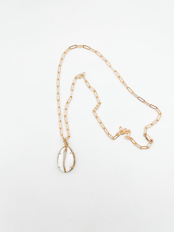 Cowrie and Pave Diamond Pendant