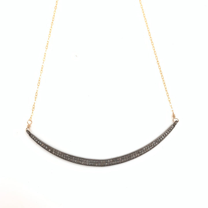 Pave Diamond 2 row Bar Necklace